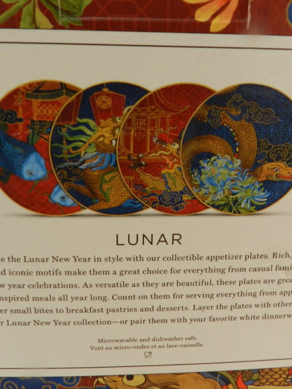 Williams Sonoma Lunar New Year Plates Set of 4 Mixed Design Starter Salad NEW